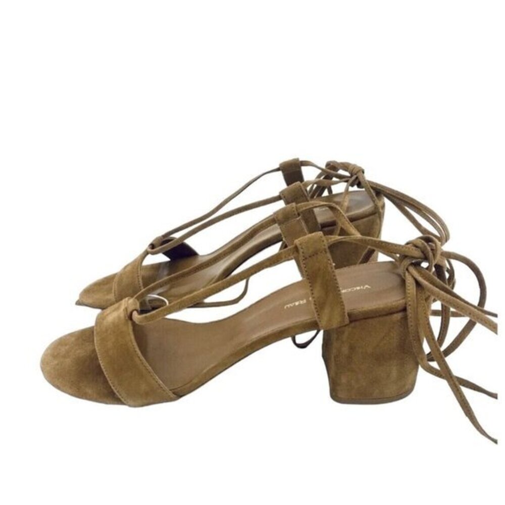 Visconti & Du Reau Sandals Brown Suede Leather Wrap Heels Shoes SZ 40 EU 9.5 NIB
